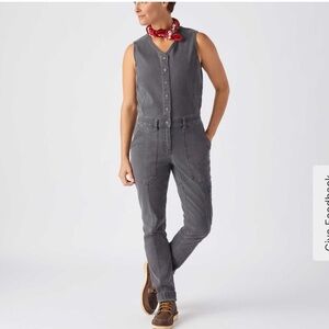 Duluth Trading Co DuluthFlex Fire Hose Ltd. Jumpsuit Sleeveless Gray Women 12